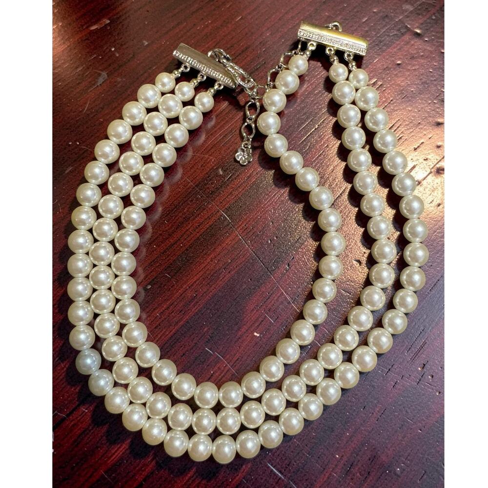 Carolee 3 Row Pearl Necklace